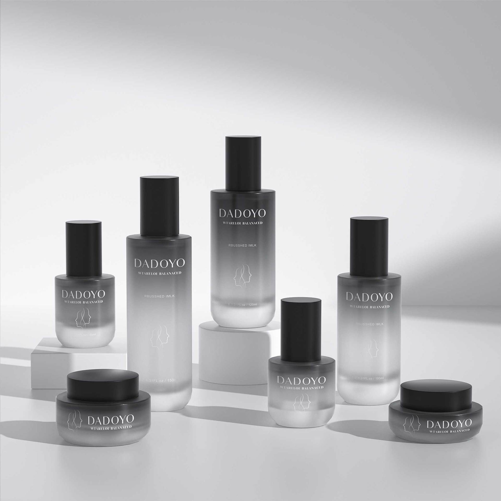 New slightly fat glass bottle cosmetic glass packaging material liquid bottle essential oil bottle lotion press bottle 150ML bottle