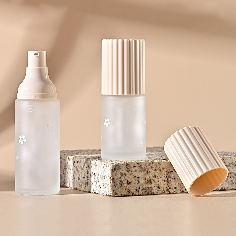 30ml cylindrical liquid foundation bottle 50ml frosted glass primer bottle Essence lotion bottle