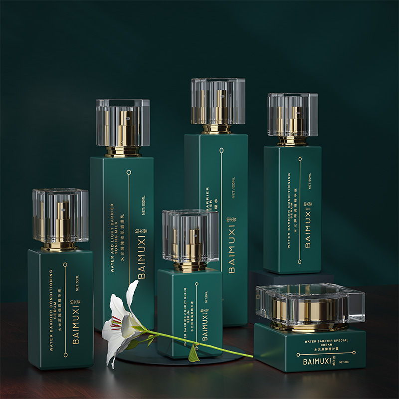 Square bottle cosmetic glass set essence bottle lotion bottle makeup water bottle cream foundation bottle