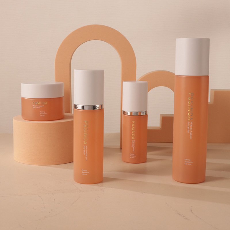 New straight round cosmetic glass bottle essence bottle thick bottom bottle matte cream bottle frosted cover liquid foundation empty bottle