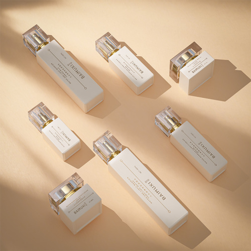 High-end glass new square set 120ML water bottle essence liquid foundation lotion glass bottle packaging