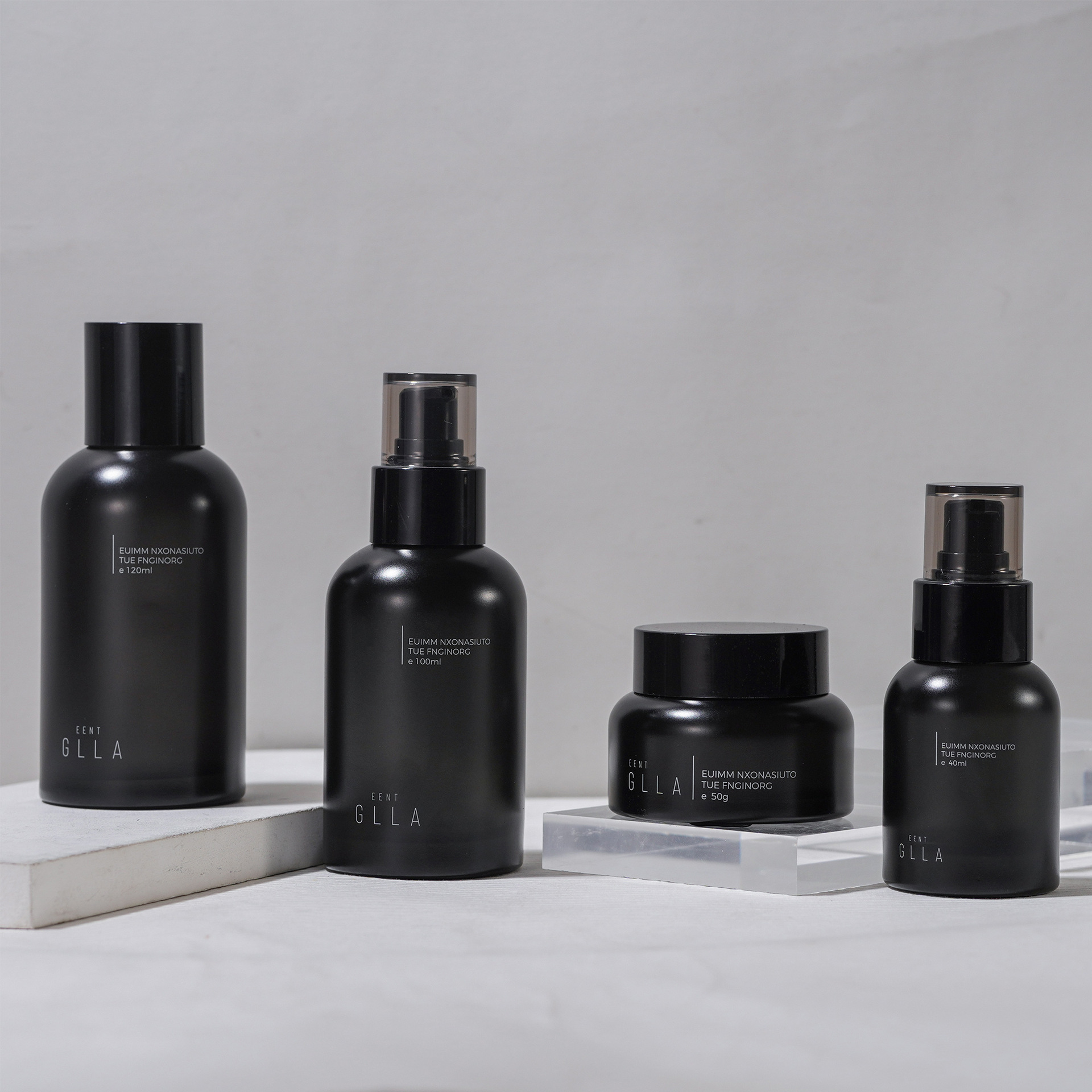 Straight round set bottle cosmetic packaging bottle lotion bottle essence bottle wood grain cover cream glass bottle