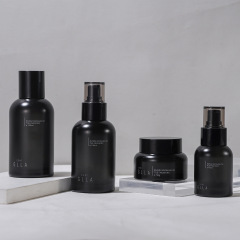 Straight round set bottle cosmetic packaging bottle lotion bottle essence bottle wood grain cover cream glass bottle