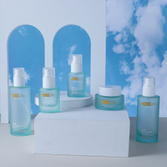 Thick bottom skin care packaging glass bottle oval flat toner spray bottle liquid foundation bottle cream empty bottle