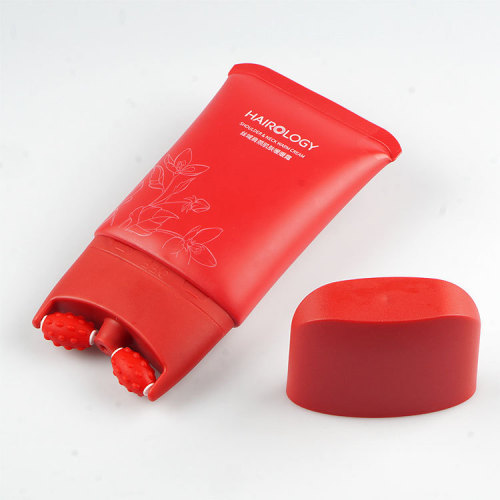 Customized red silicone neck cream packaging material 100g double roller hose