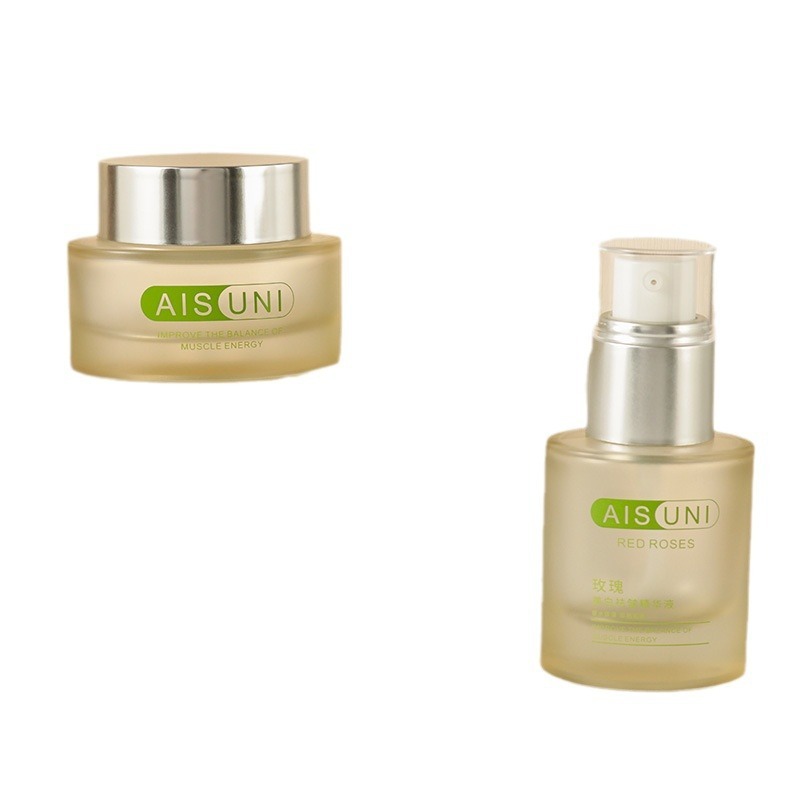 Thick bottom skin care packaging glass bottle oval flat toner spray bottle liquid foundation bottle cream empty bottle