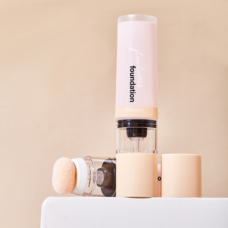 Makeup featured creative packaging material customized 60g PE liquid foundation hose with water drop sponge head