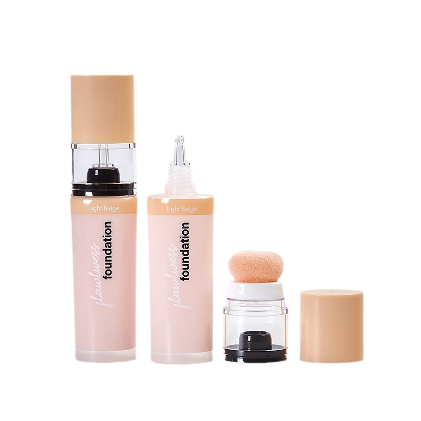 Makeup featured creative packaging material customized 60g PE liquid foundation hose with water drop sponge head