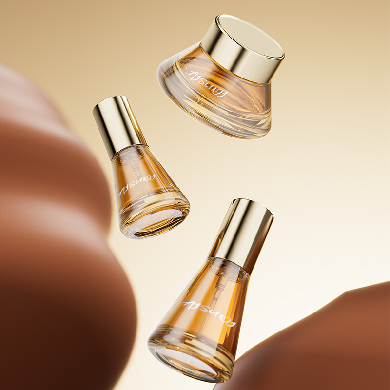 New skin care glass packaging material 30ML liquid foundation essence empty bottle 30G cream sub-bottle imitation stone sprinkle point process