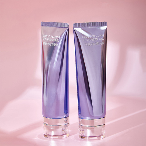 Custom blue gold 100g facial cleanser highlight tube high-grade electroplated silver acrylic flip cover