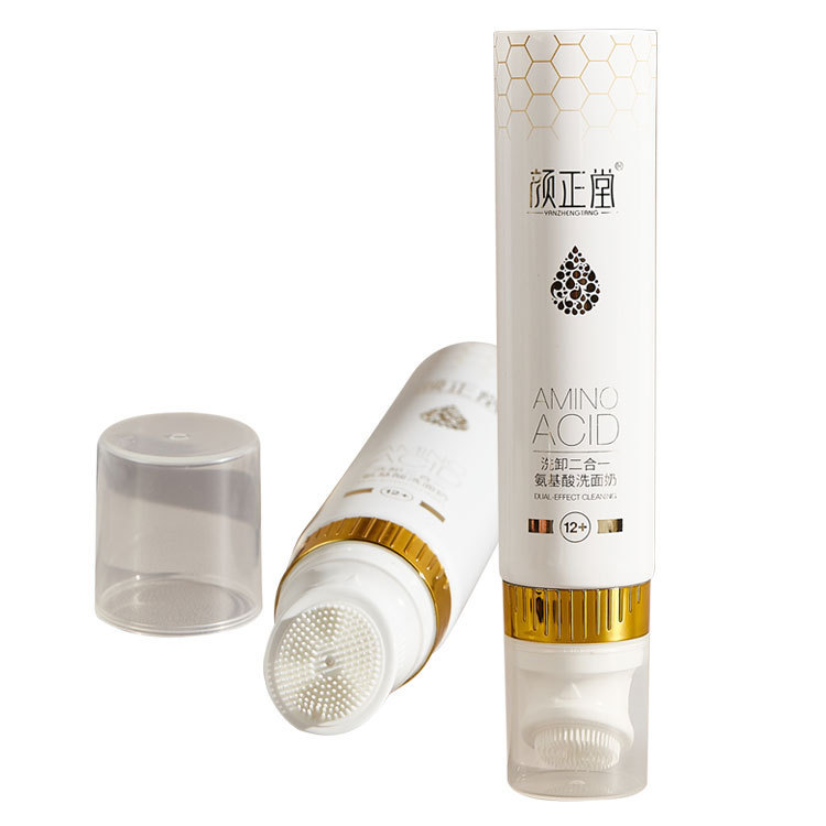 Customized cosmetic packaging material 40 diameter large capacity silicone brush head facial cleanser hose