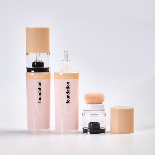 Makeup featured creative packaging material customized 60g PE liquid foundation hose with water drop sponge head
