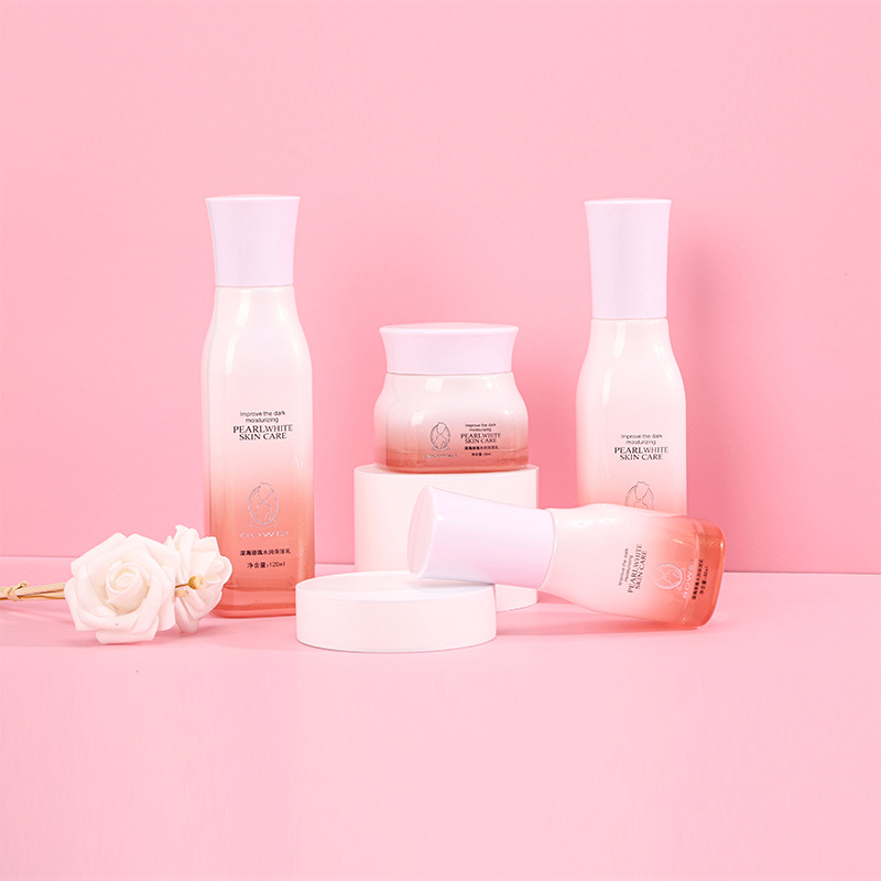 Skin care glass set square bottle 120ML wood grain accessories health care product packaging 40ML essence bottle lotion bottle