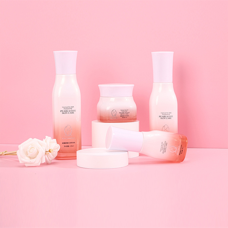 Skin care glass set square bottle 120ML wood grain accessories health care product packaging 40ML essence bottle lotion bottle
