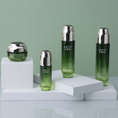 Skin care glass packaging 120ML toner bottle 100ML lotion pump cover with top sheet 50G cream