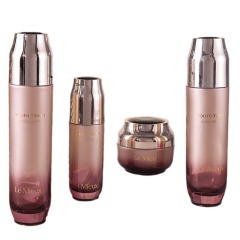 Skin care glass packaging 120ML toner bottle 100ML lotion pump cover with top sheet 50G cream