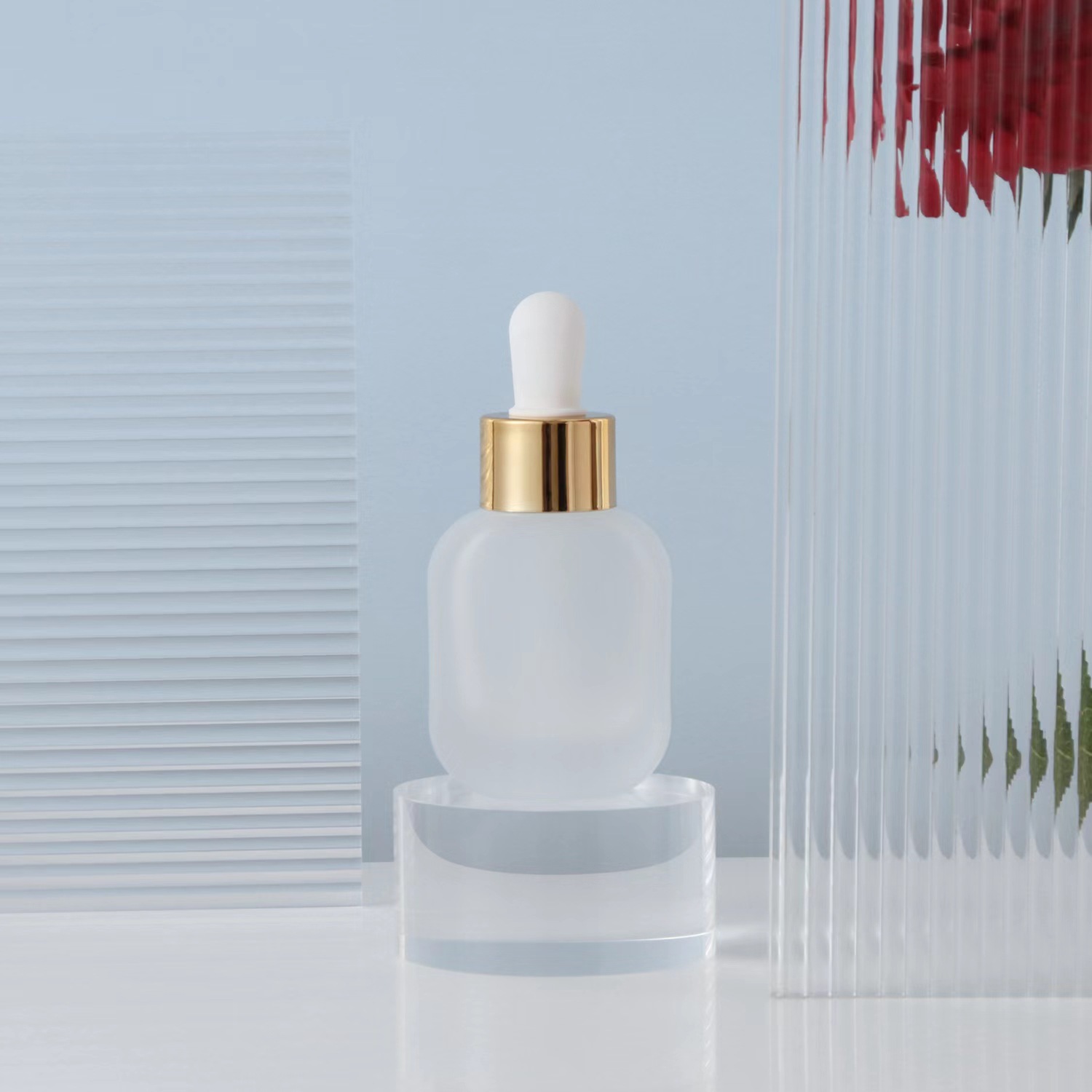 Cosmetic glass packaging material 20ML square flat dropper essence bottle original liquid empty bottle sub-bottling essential oil sub-bottling