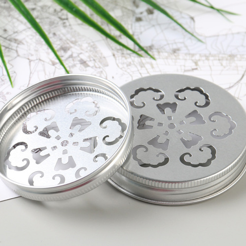 Patterned hollow cloud pattern aluminum cap silver aromatherapy threaded cap hollow free sample