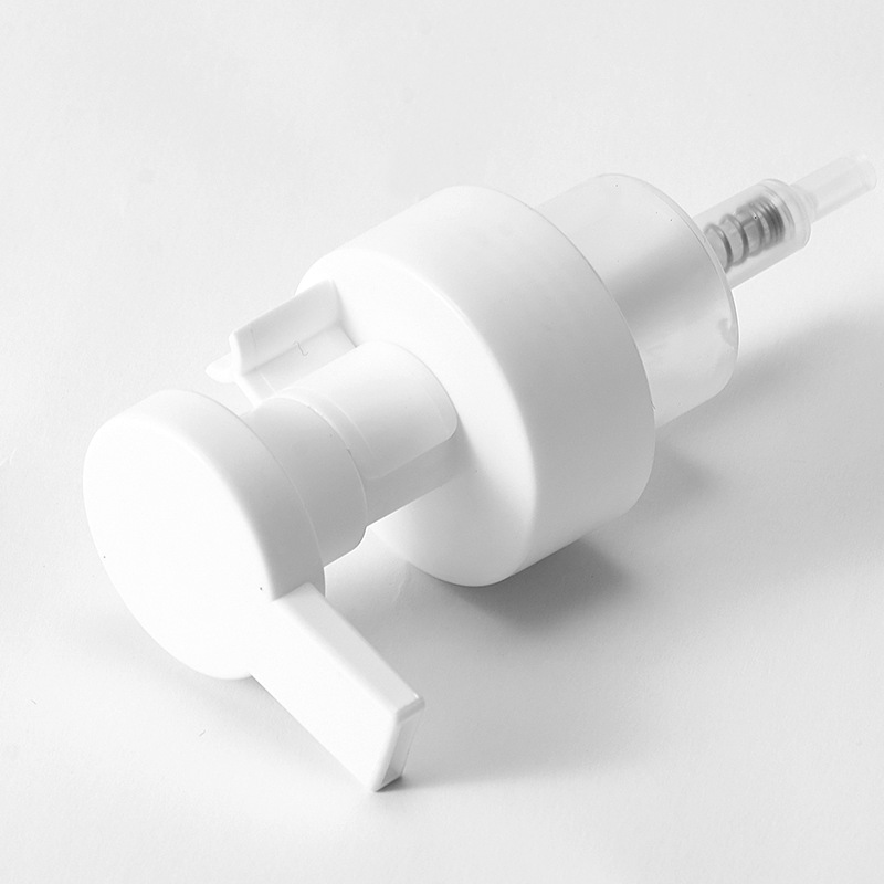 Manufacturer customized push-type foam pump head 43 teeth C4 mousse pump head for toiletries frosted plastic pump head