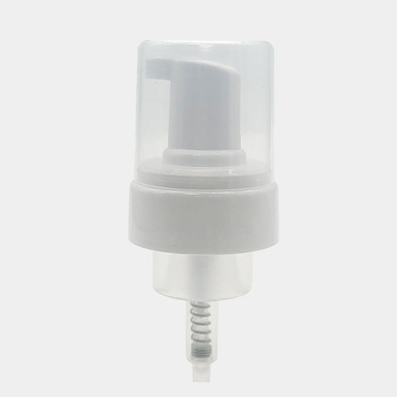 White foam pump with cover pp plastic press foam pump with cover cleansing mousse cosmetic skin care product pump head