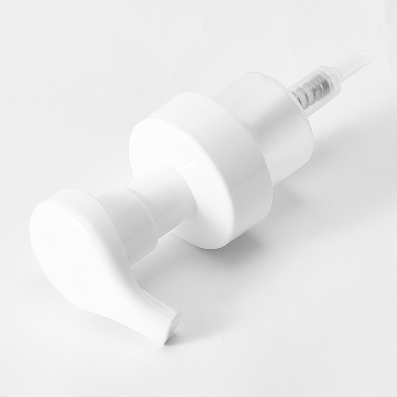 Manufacturers custom-made push mousse foam pump head shower gel wash bottle push foam pump 40 teeth curved nozzle pump head