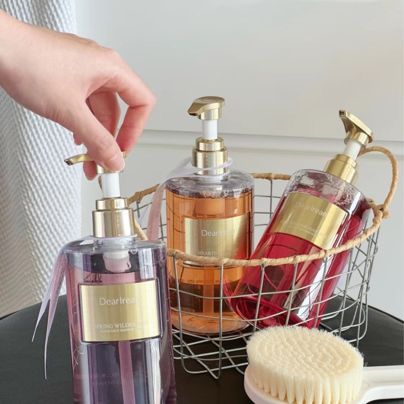 500ml Clear Cylinder PET Pump Bottle with Gold Pump