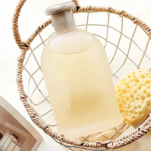 300ml transparent frosted shower gel bottle pet plastic flat bottle hand soap shower gel bottle ins style