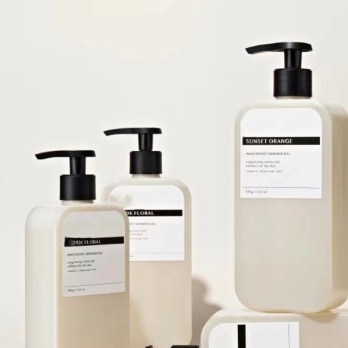 400ML500ML transparent square flat bottle high-grade shampoo conditioner bottle shower gel bottle pet plastic bottle