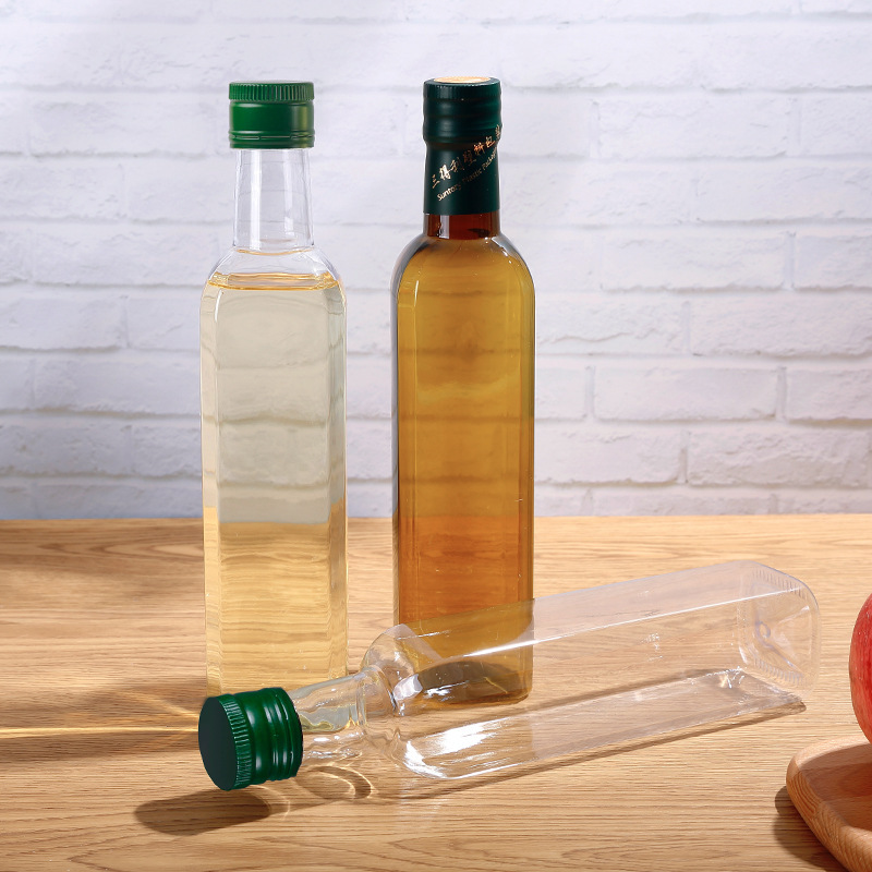 Kitchen thickened square plastic butter vinegar bottle 500ml camellia oil olive oil sub-packaging seasoning flavor soy sauce empty bottle