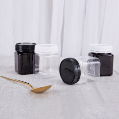 Wholesale plastic honey bottle 250g300g500g1000g honey jar 1 catties black anti-theft square honey bottle