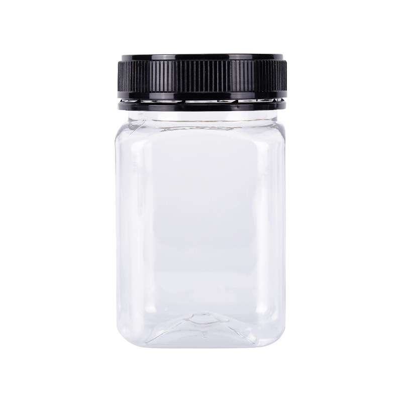 Wholesale plastic honey bottle 250g300g500g1000g honey jar 1 catties black anti-theft square honey bottle