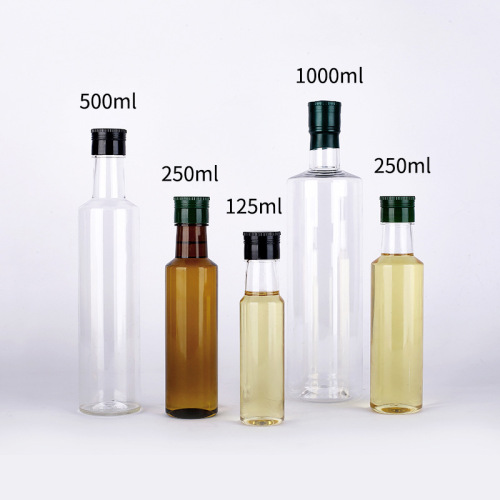 Round transparent plastic olive oil camellia oil walnut oil bottle enzyme bottle 500ml plastic vinaigrette soy sauce bottle