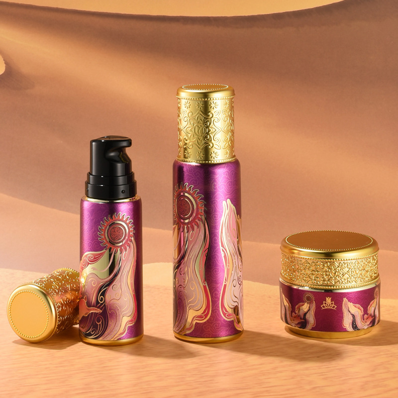 High-end customized Dunhuang Fengshui lotion essence cream bottle set Chinese style gorgeous and elegant skin care product set packaging material