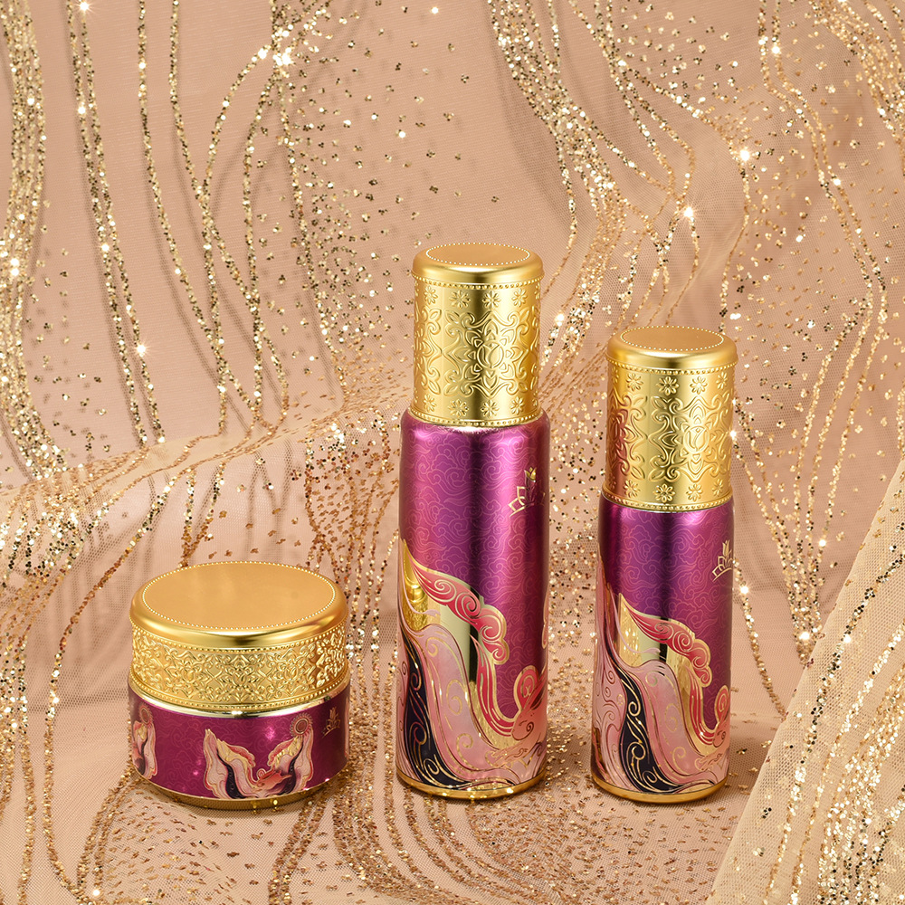 High-end customized Dunhuang Fengshui lotion essence cream bottle set Chinese style gorgeous and elegant skin care product set packaging material