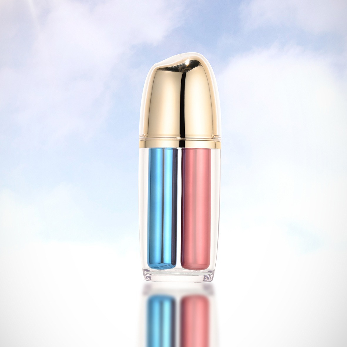 Cosmetic double tube bottle two in one vacuum lotion bottle packaging material press double layer acrylic sunscreen tube customization