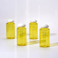 120ml 4oz Transparent Yellow PET Plastic Round Bottle with Mushroom Cap
