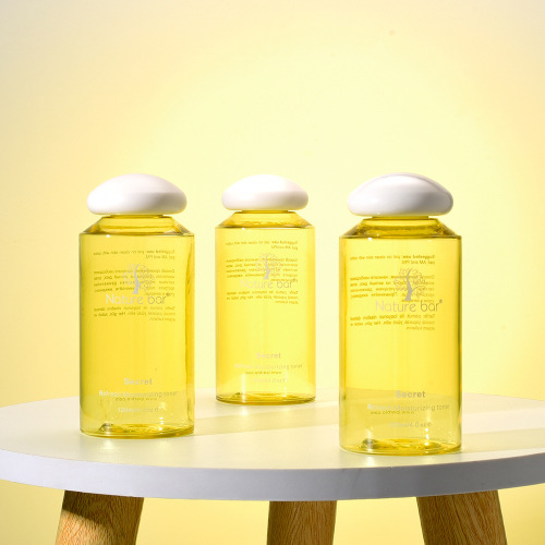 120ml 4oz Transparent Yellow PET Plastic Round Bottle with Mushroom Cap