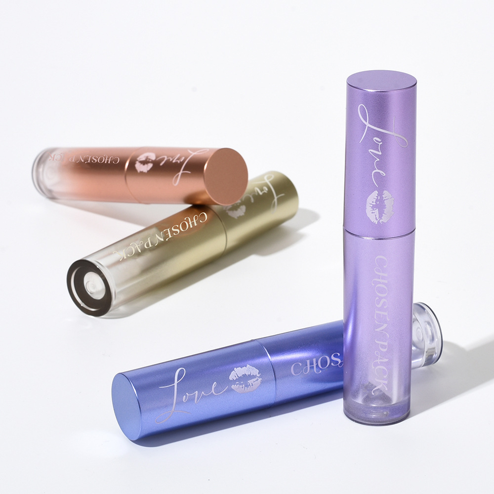 Manufacturers customize high-end lip gloss bottle transparent lip glaze tube large brush head lipstick tube lipstick tube cosmetics packaging material