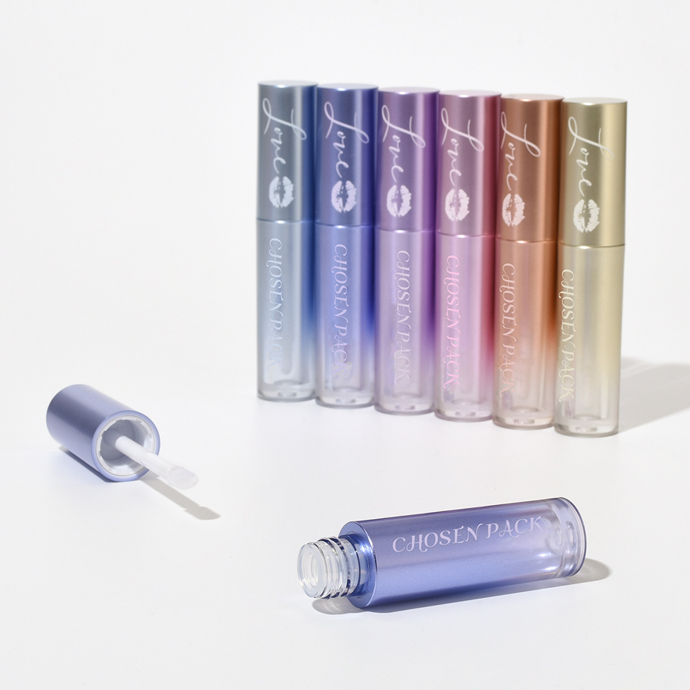 Manufacturers customize high-end lip gloss bottle transparent lip glaze tube large brush head lipstick tube lipstick tube cosmetics packaging material