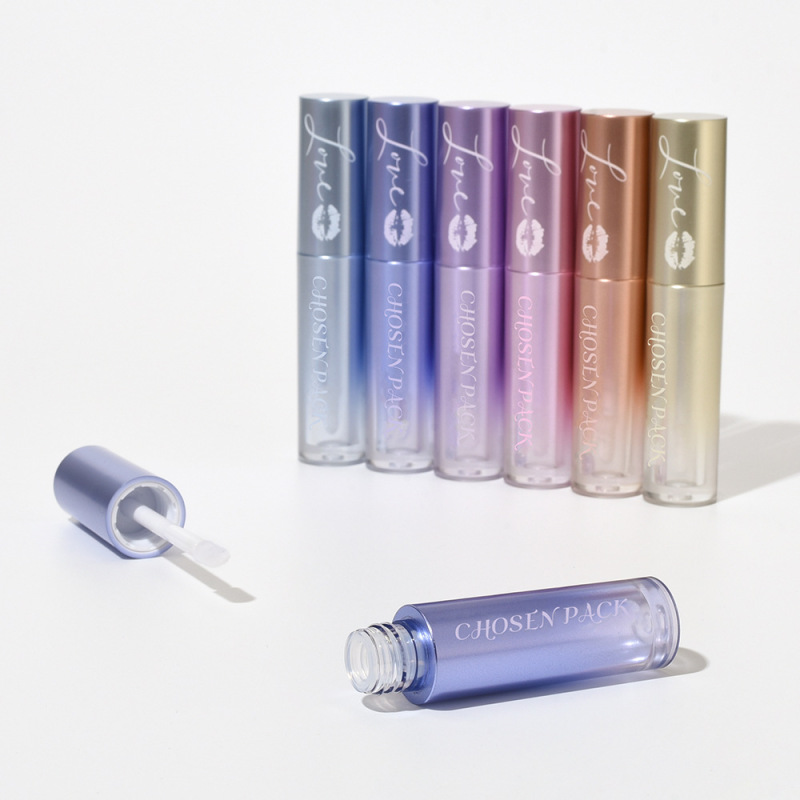 Manufacturers customize high-end lip gloss bottle transparent lip glaze tube large brush head lipstick tube lipstick tube cosmetics packaging material