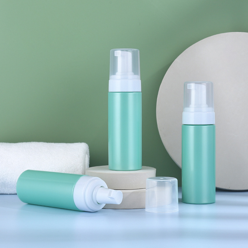 Green PET Plastic Cylinder Foam Soap Pump Bottle 150ml 5oz