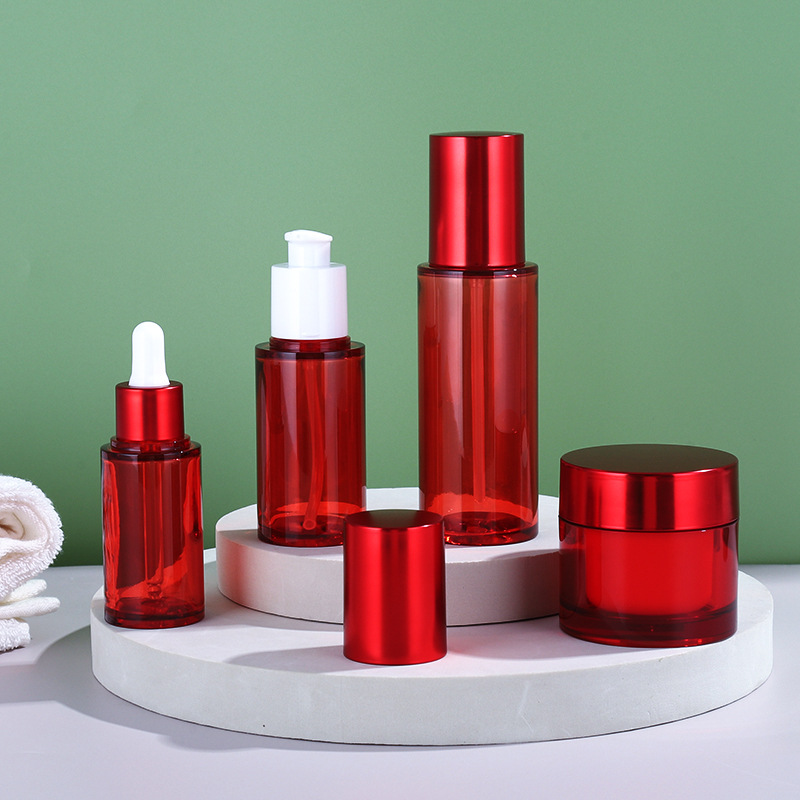 Manufacturer 100ml essence bottle transparent straight round PETG thick wall cosmetics set packaging material water lotion essence bottle