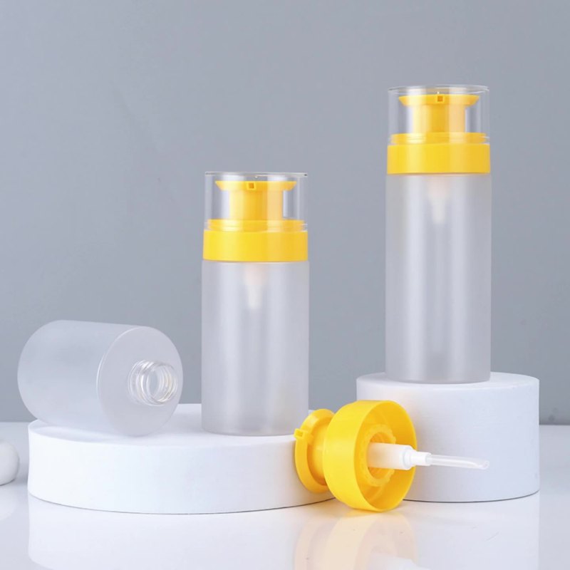 Clear Frosted PET Plastic Cylinder Pump Bottles 200ML