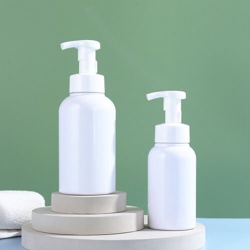 Manufacturer 300ml foam bottle simple press plastic white round shoulder packaging mousse cleansing hand soap foam bottle