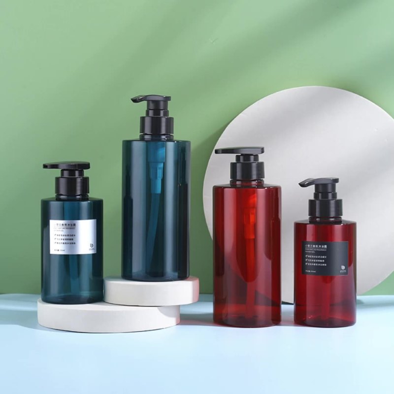 300ml shampoo bottle translucent plastic packaging small fresh flat shoulder packaging homestay shampoo bottle