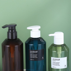Manufacturer 380ml hand sanitizer bottle green tea color plastic shoulder wash packaging material hotel press hand sanitizer bottle