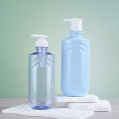 PET Plastic Oval Flat Pump Bottle 750ml Blue