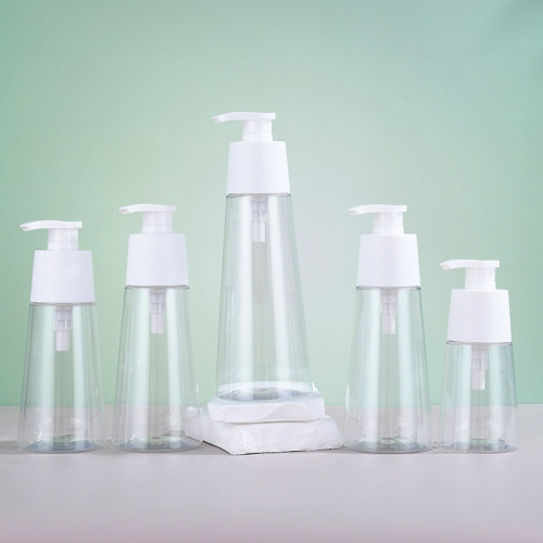 Manufacturer transparent washing bottle fashionable plastic daily necessities packaging transparent cone body lotion shower gel washing bottle