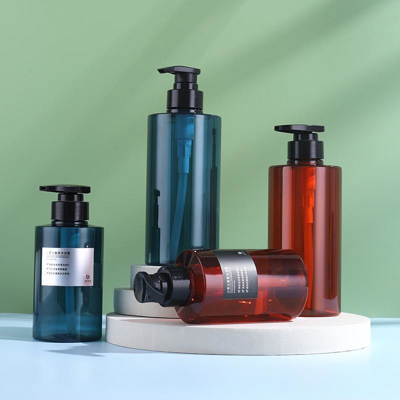 300ml shampoo bottle translucent plastic packaging small fresh flat shoulder packaging homestay shampoo bottle