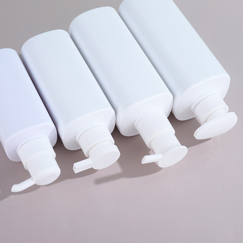 Manufacturer 600ml shampoo bottle white pressed plastic thickened wash and care packaging material square bathroom shampoo bottle